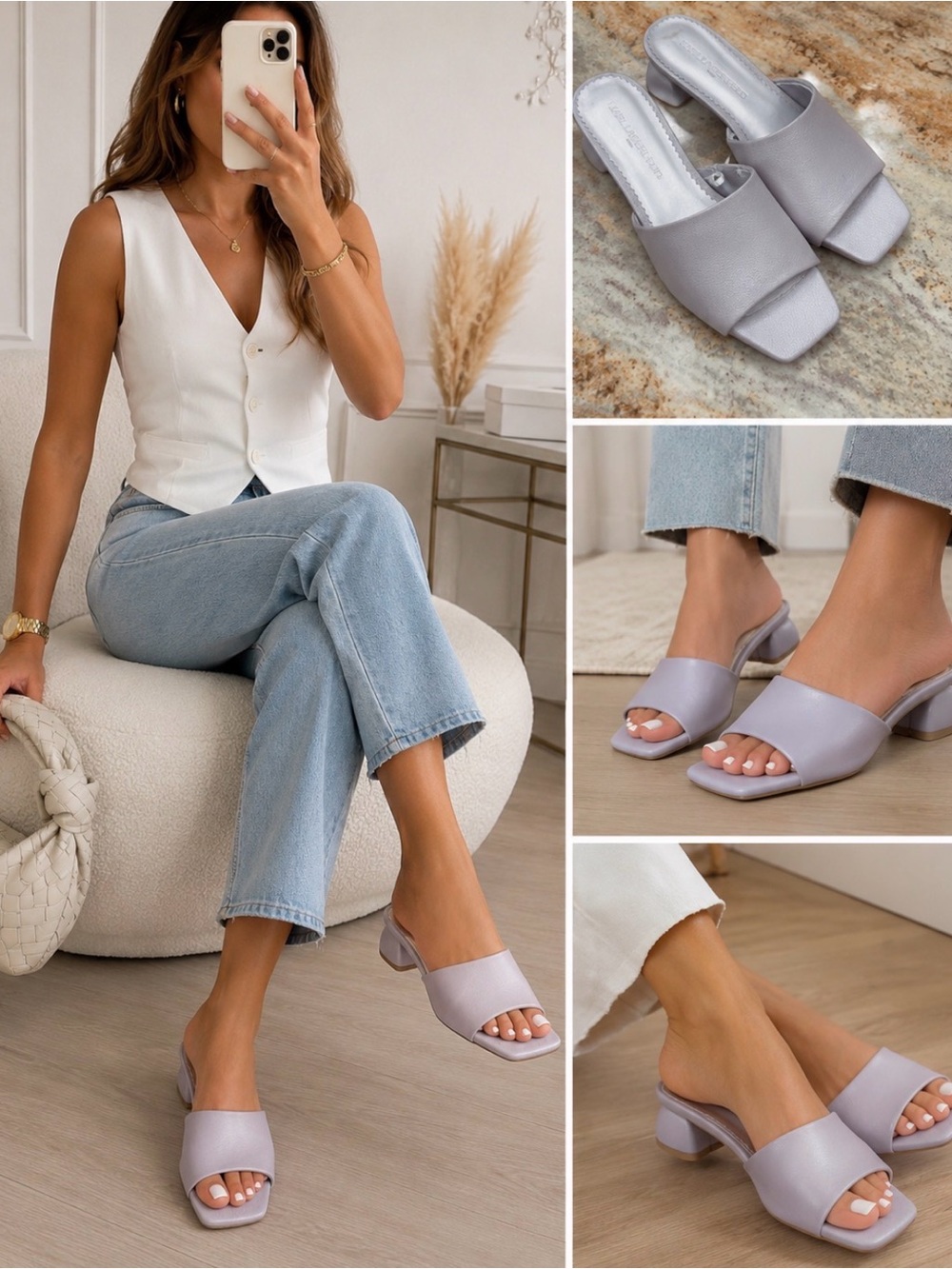 Karl Lagerfeld Light Lavender Silver-Tone Mule Heels
